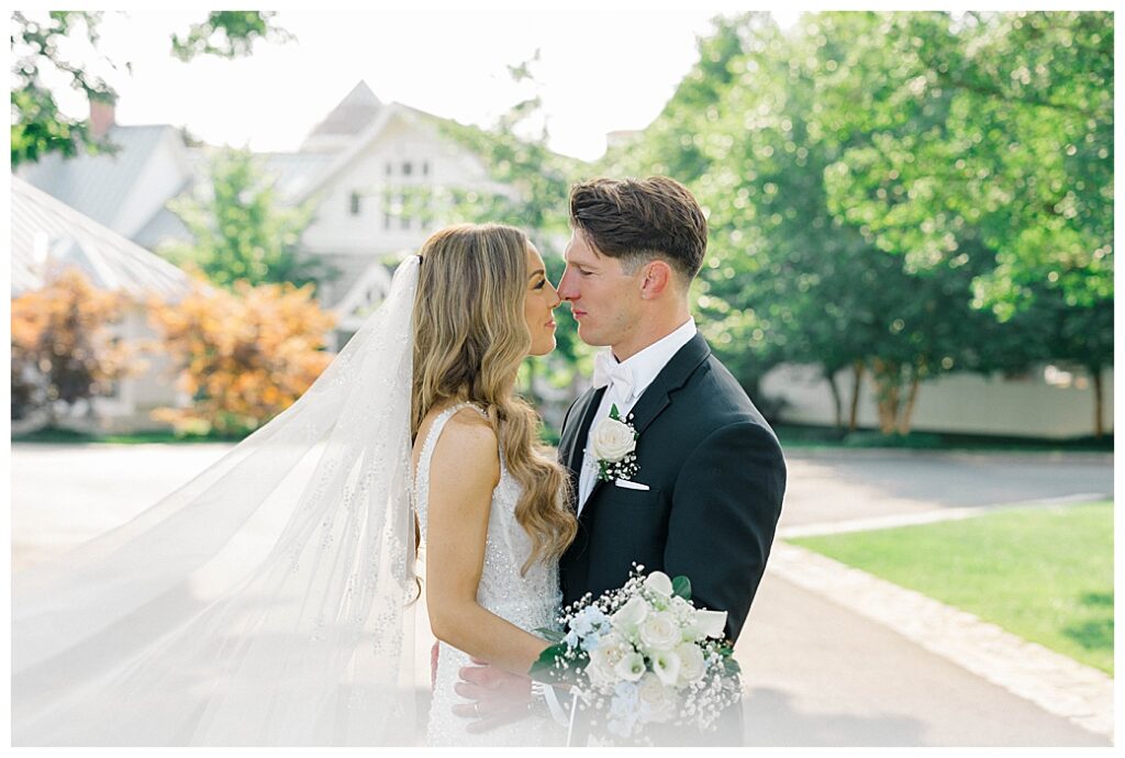 Heili and Gino golden hour portraits Ryland Inn summer wedding