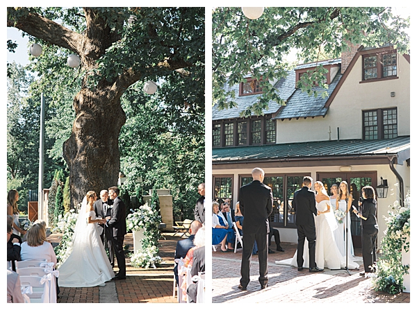 couple exchanging vows Hotel du Village ceremony