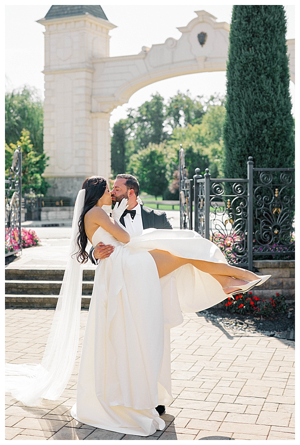 Bride and groom grand entrance at The Legacy Castle wedding New Jersey