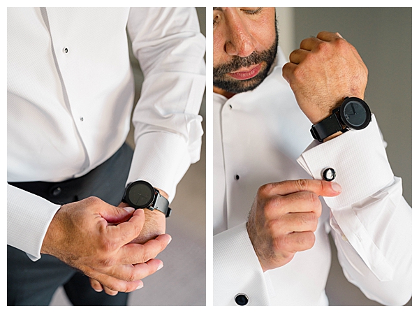 Groom cufflinks detail photo at Legacy Castle wedding Pompton Plains NJ