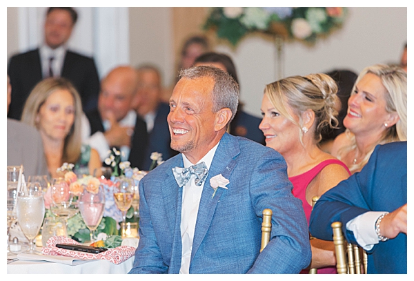 Reception toast with guests at NJ coastal wedding