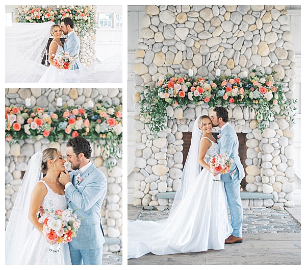 bride and groom in bonnet island chapel 