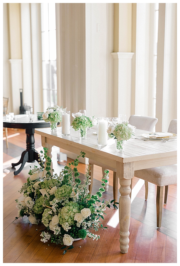 Ryland Inn ballroom reception space filled with candlelight and white floral centerpieces