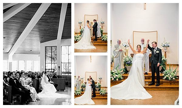 Outdoor wedding ceremony at the Ryland Inn in White House Station, NJ with spring floral altar