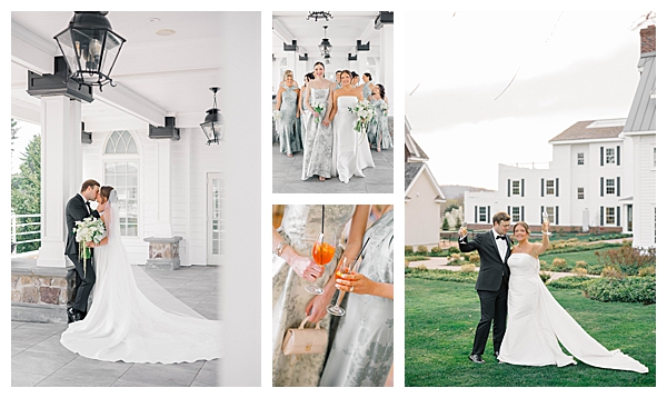 Bride and groom portrait in the Ryland Inn garden during their spring New Jersey wedding