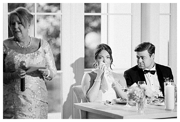 bride crying during toasts