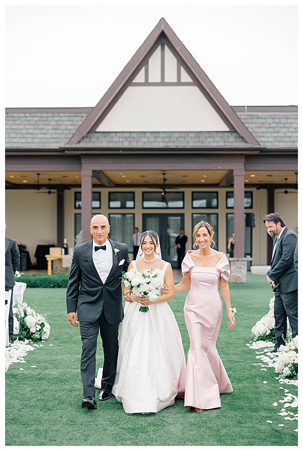 Tilling House Eatontown wedding outdoor ceremony with bridal party and large chuppah