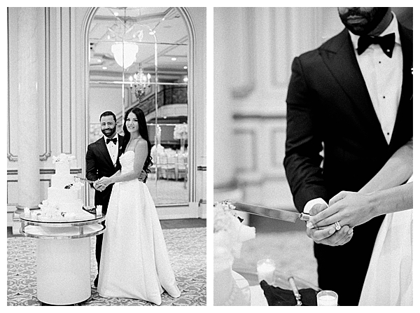 Bride and groom cutting the wedding cake at Legacy Castle New Jersey