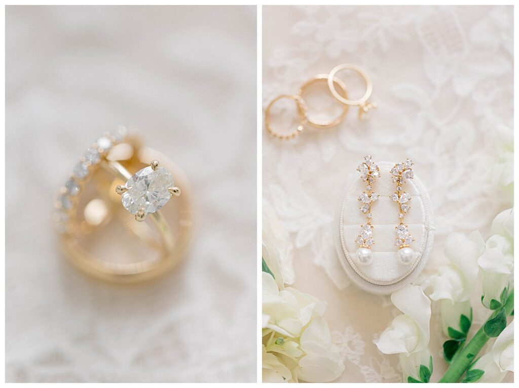 Wedding invitation suite flat lay with envelope liner, wax seal, and vellum details photographed by a NJ wedding photographer