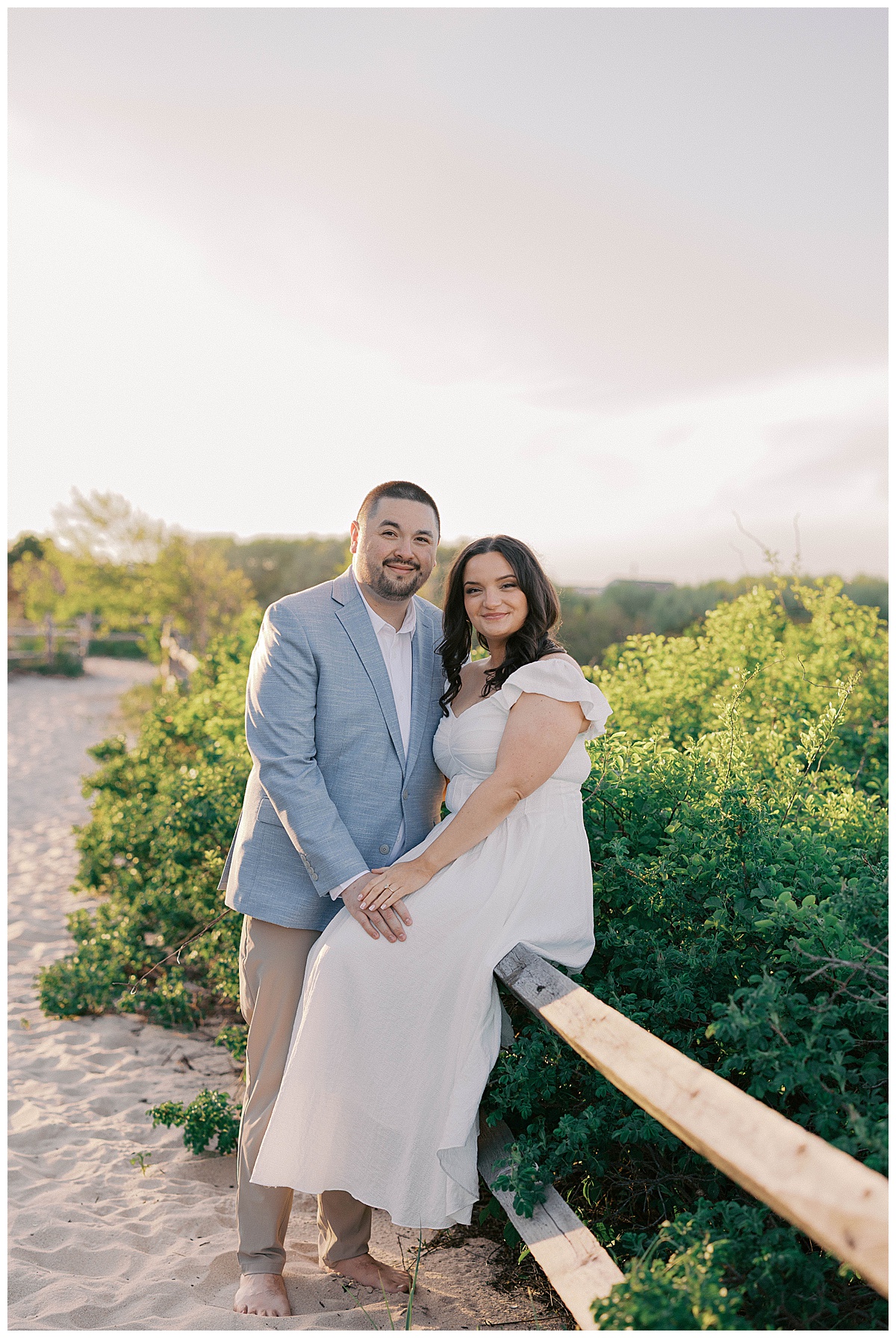 Couple posing with their puppy Mac at Divine Park in Spring Lake New Jersey