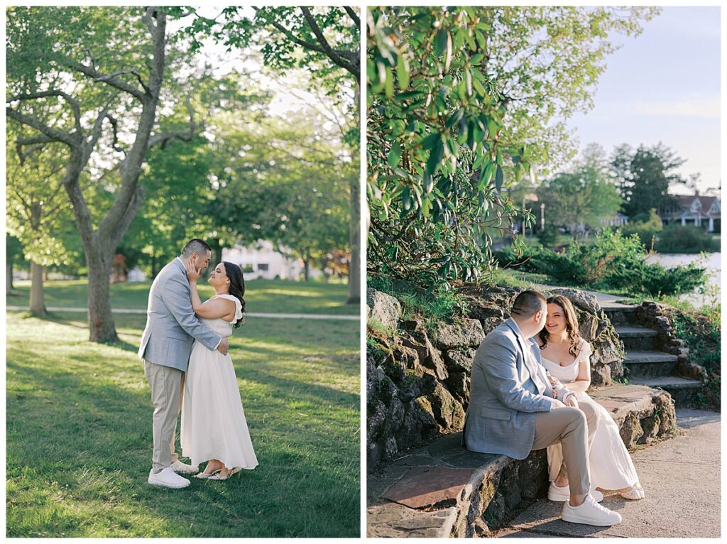 Golden hour beach engagement portraits at Sea Girt Beach New Jersey