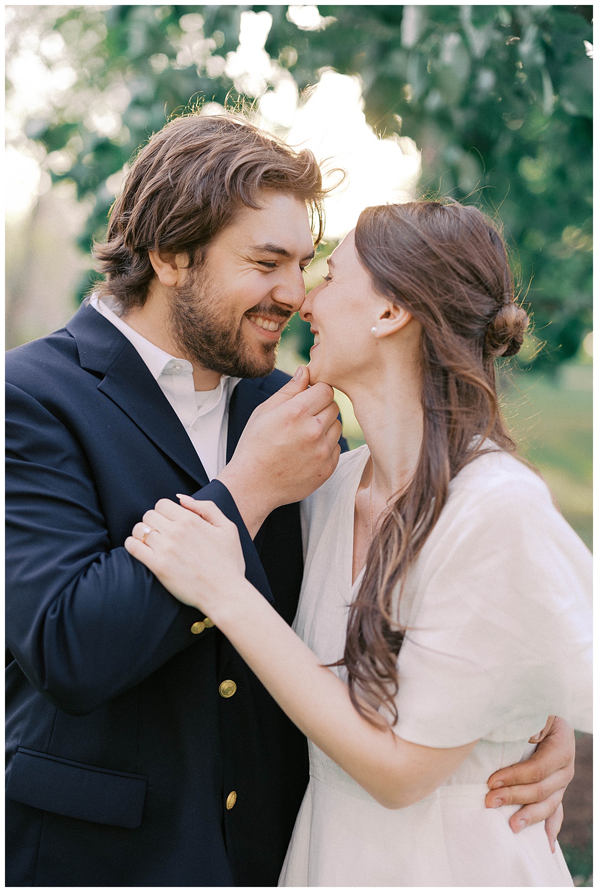 Romantic portrait of Christie and Kyle during their Spring Lake engagement session