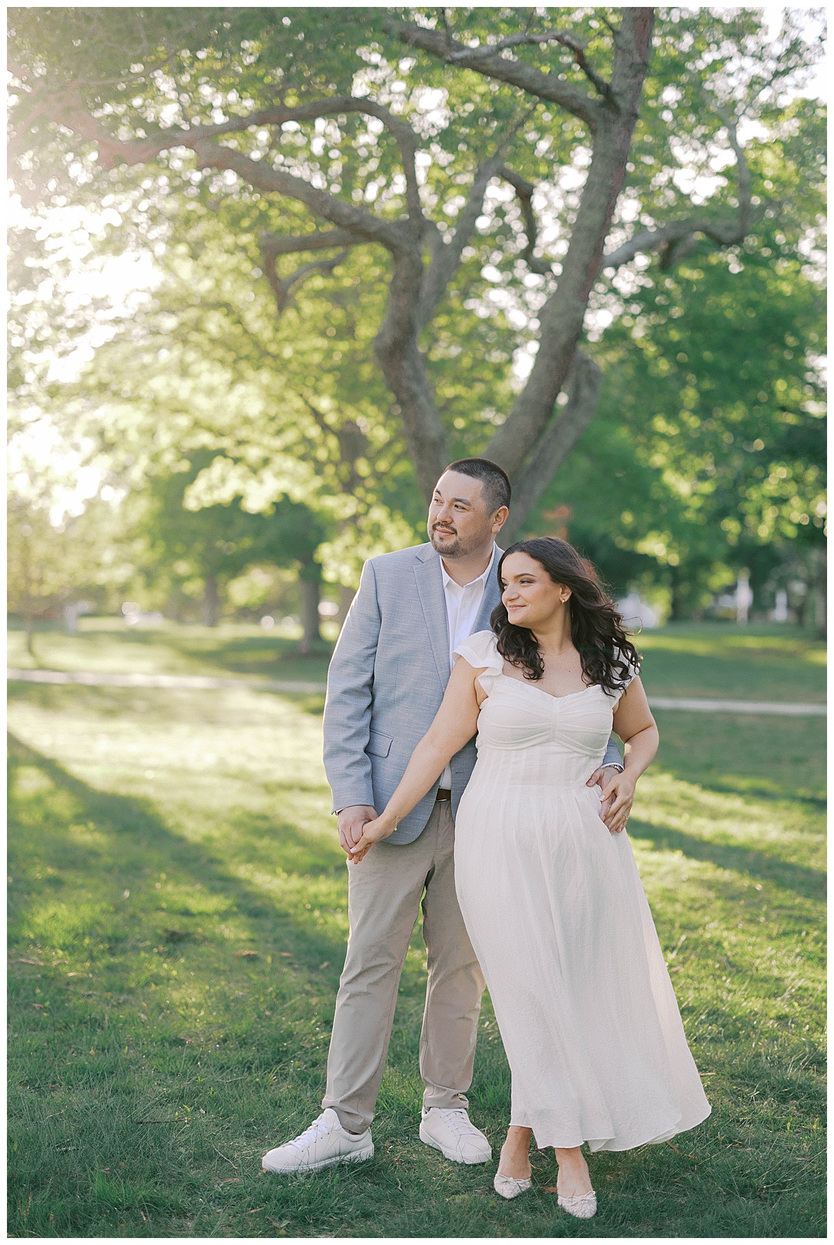 Dog-friendly engagement photos in New Jersey with puppy Mac at Divine Park
