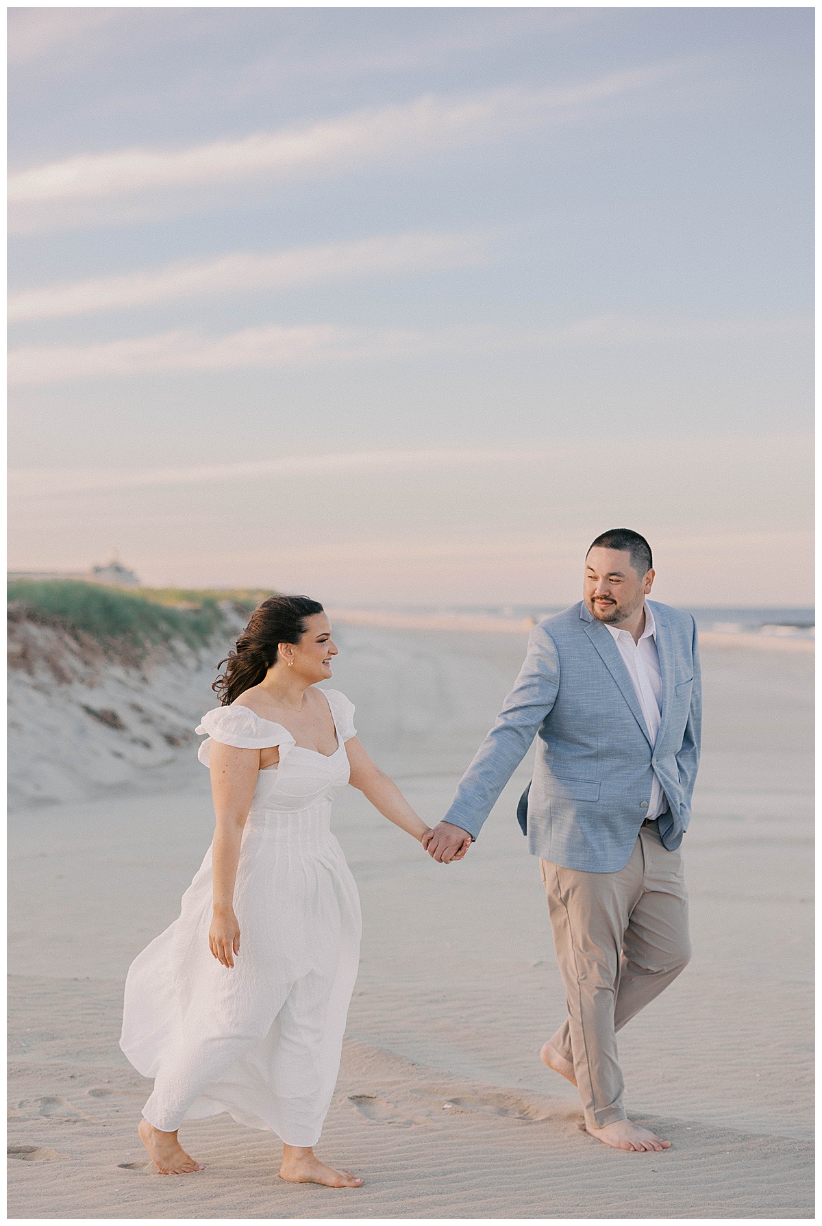 Natalie and Josh beach engagement portraits along the New Jersey shoreline