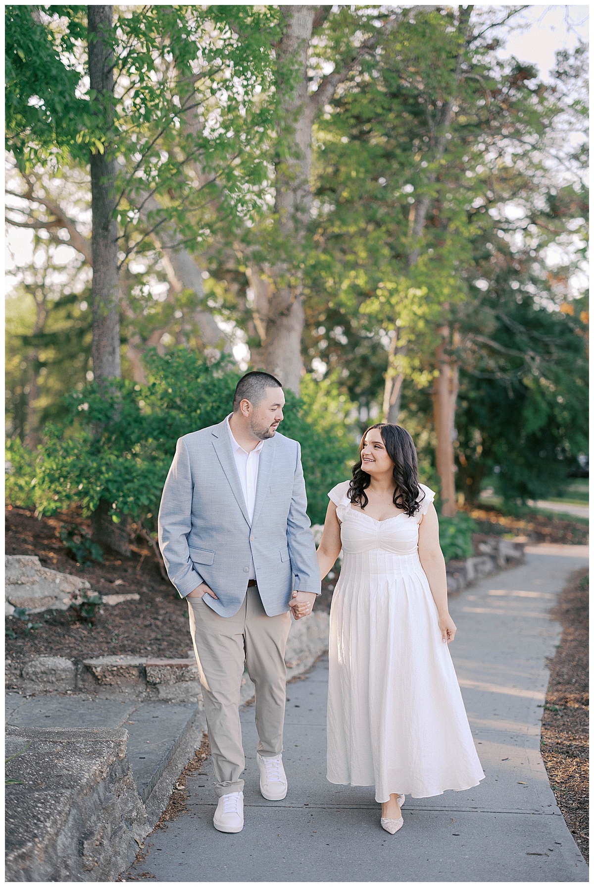 Natalie and Josh glowing in golden hour light at Sea Girt Beach New Jersey