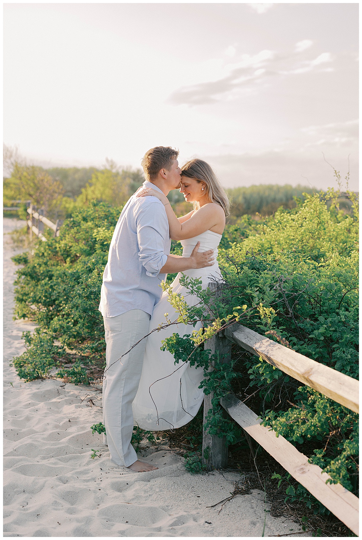 NJ beach engagement session featuring two outfit changes at Sea Girt