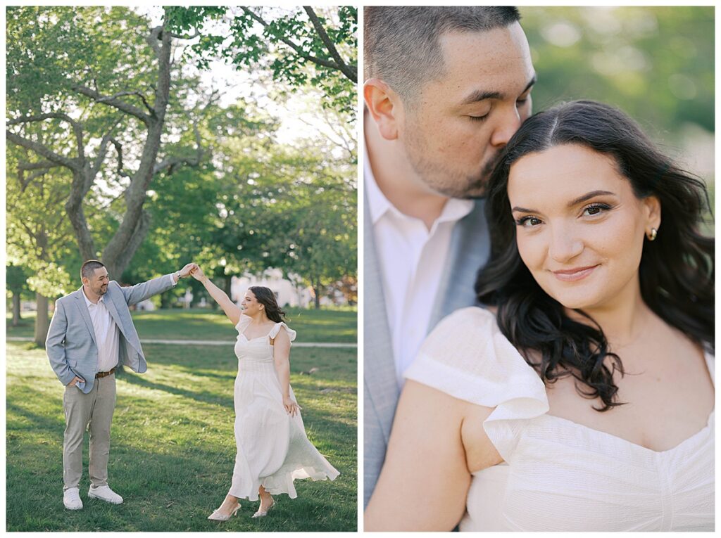 Natalie and Josh golden hour portraits on the Jersey Shore at Sea Girt