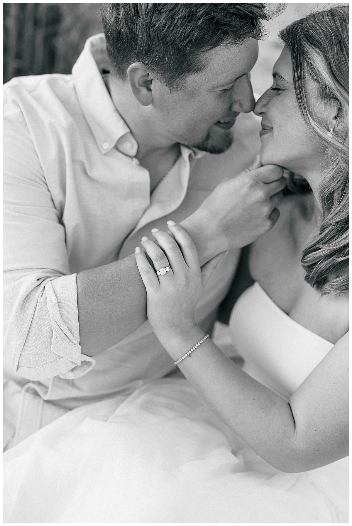 Dusk portraits of an engaged couple on the Sea Girt shoreline by Molly Sue Photography