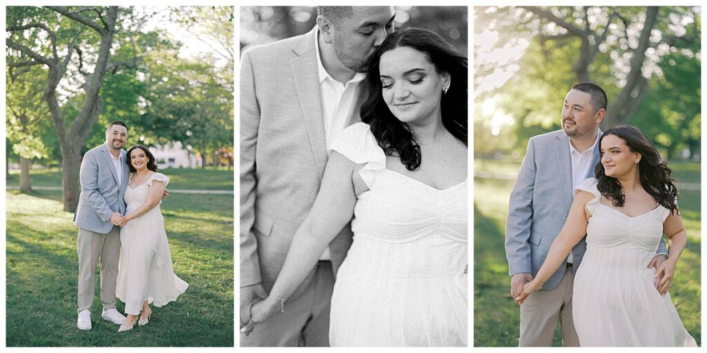 Beach engagement portraits along the Spring Lake and Sea Girt coastline