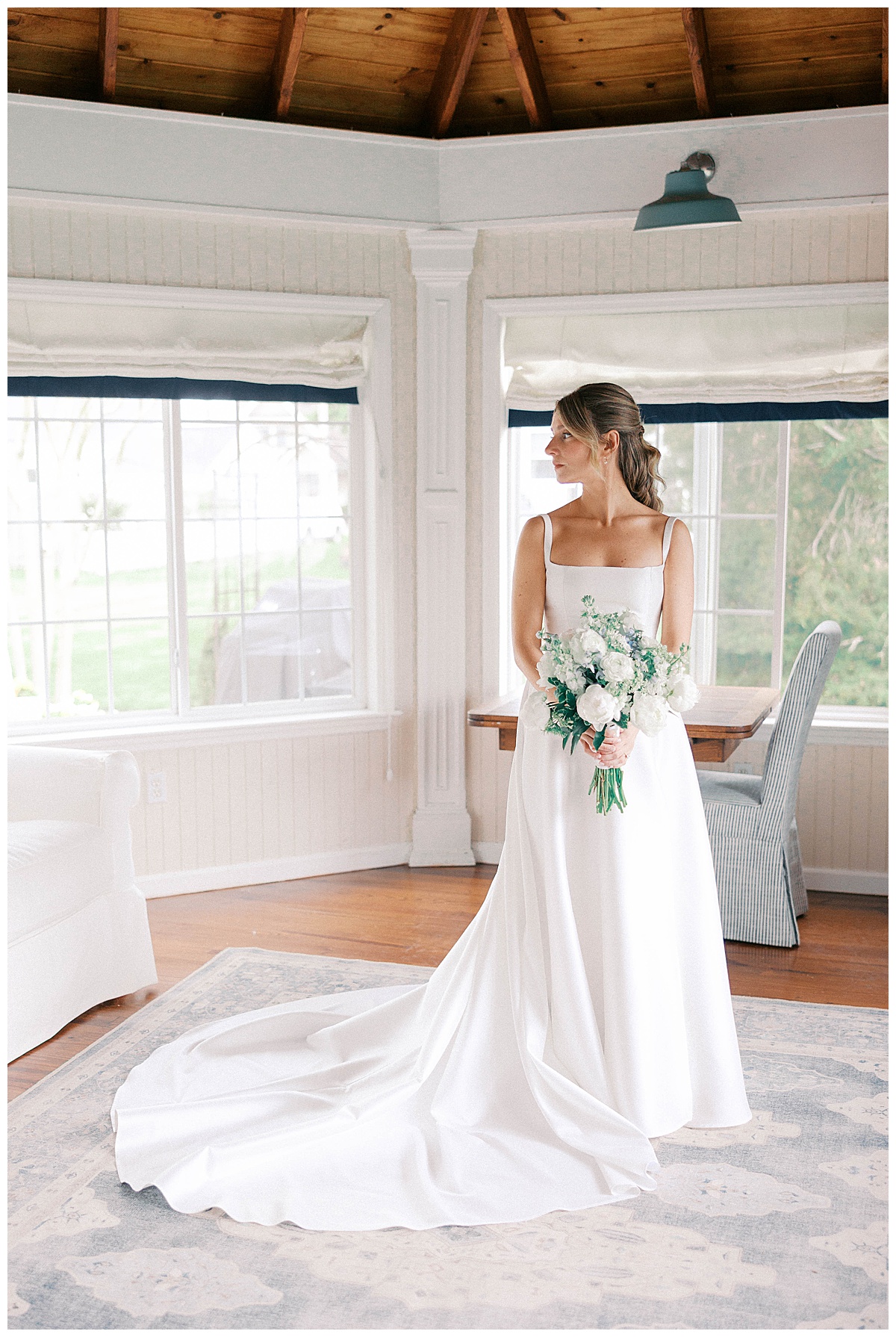 Spring Lake wedding dress detail hanging bridal portrait
