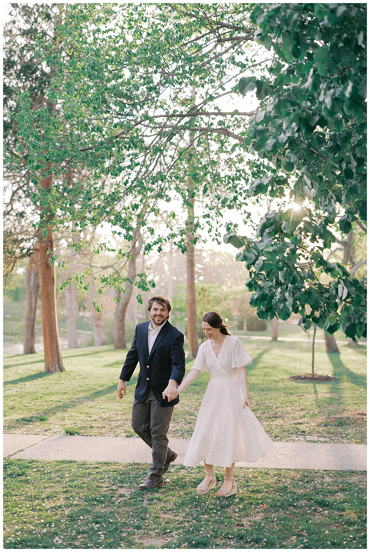 Monmouth County engagement photographer captures couple at Divine Park during golden hour